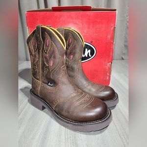 NEW Justin Gemma 8" Western Brown Leather Cowboy Cowgirl Boots Women's Size 8.5